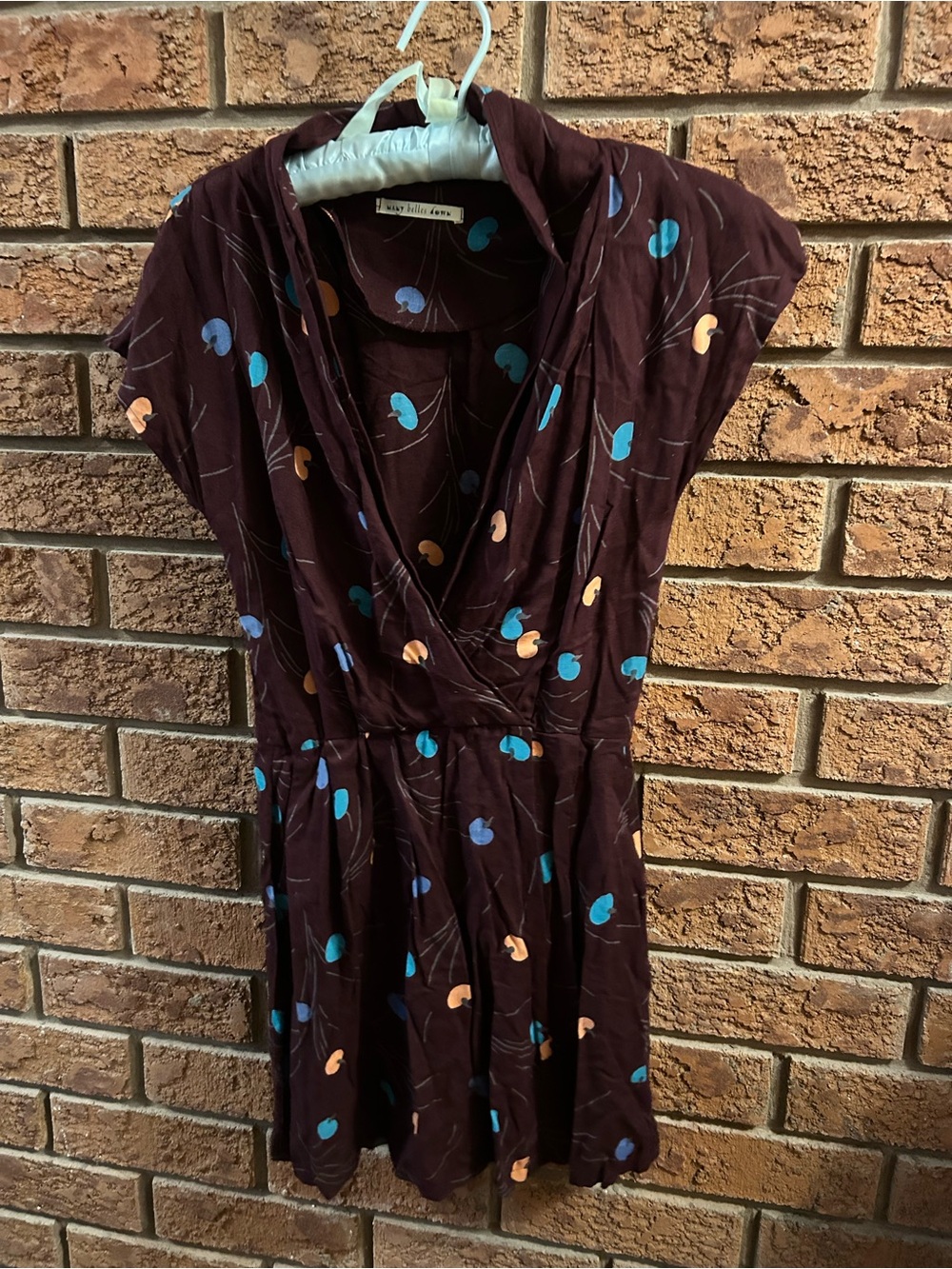 Brown Printed Wrap-Style Women’s Dress